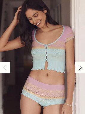 Anthropologie LyreBird Textured Seamless Crop Top